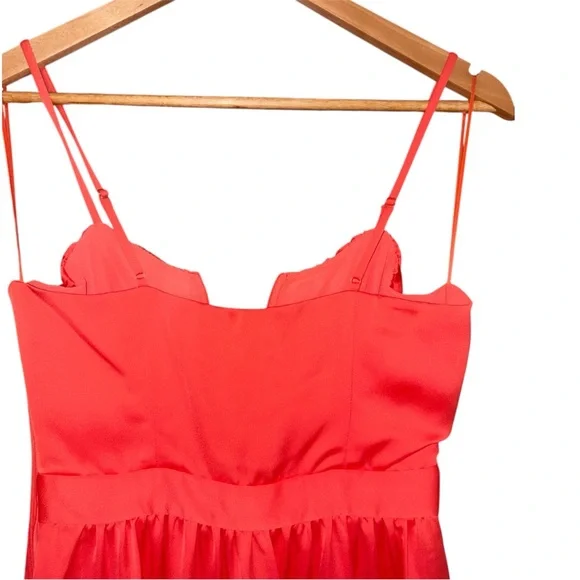 Ramy Brook Plunge Neck Satin Maxi Gown Ruched Sleeveless Coral Red Size 2 NWT - Picture 6 of 10